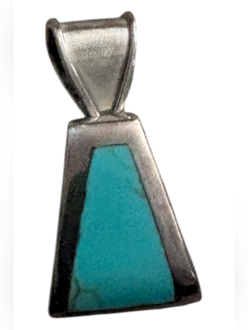 Vintage Mexican Sterling Silver Pendant With Turquoise Inlay
